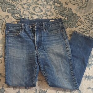 J. Crew Blue Straight Jeans with Distressed Details